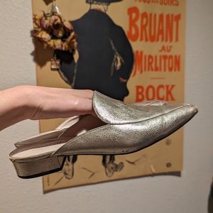 Cole Haan Gold Leather Slippers Size 8.5